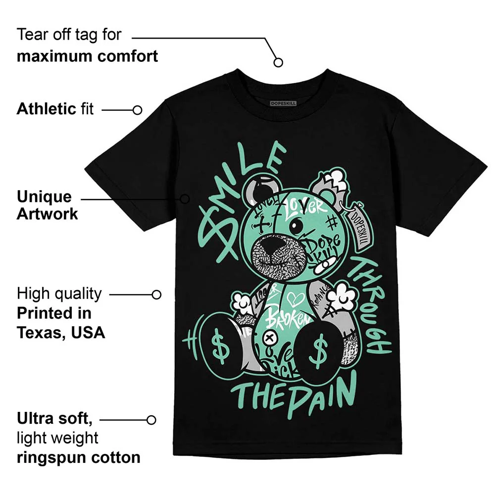 Green Glow 3s DopeSkill T-Shirt Smile Through The Pain Graphic - Image 3