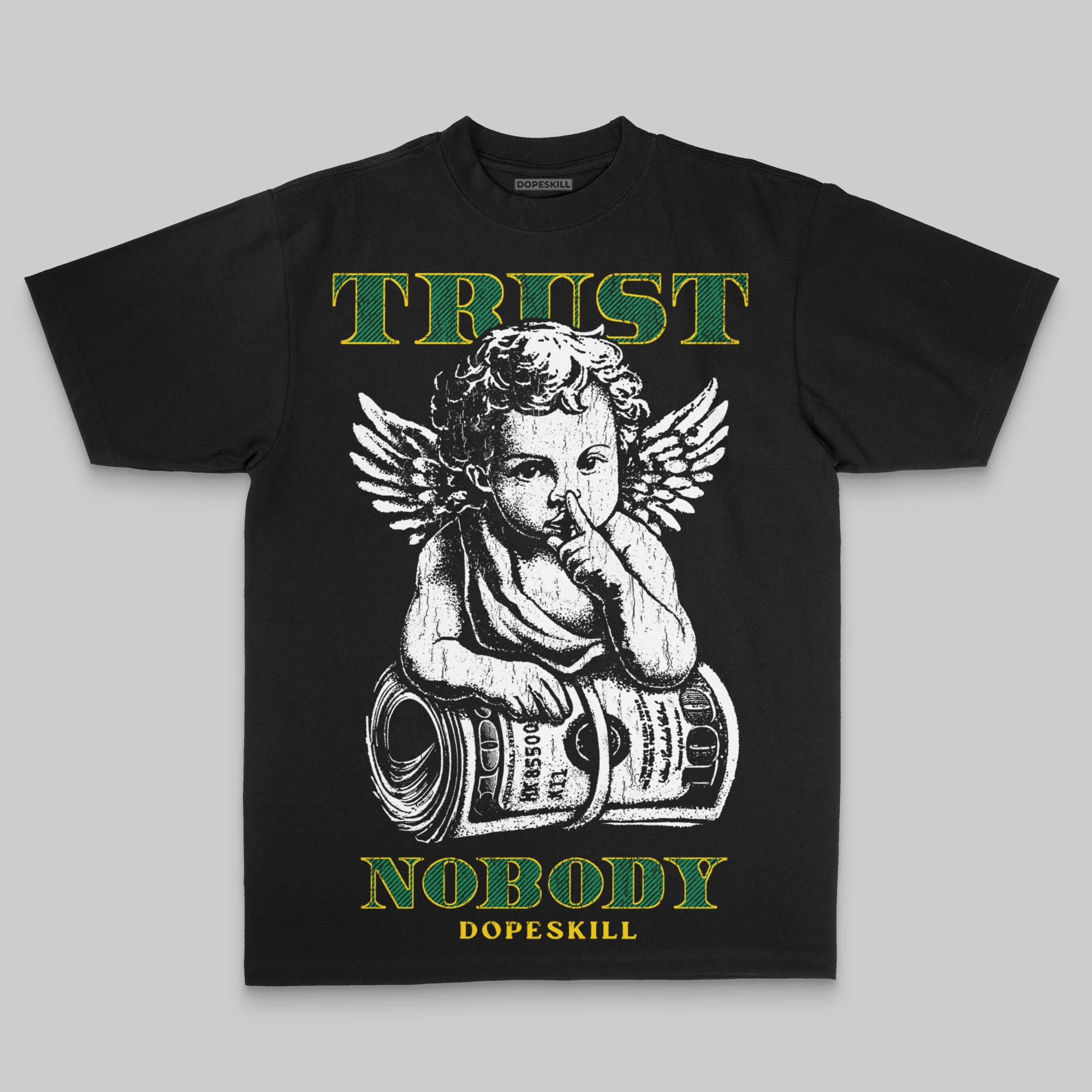 Green Oversize Print Trust Nobody DopeSkill Graphic T-shirt - Image 2