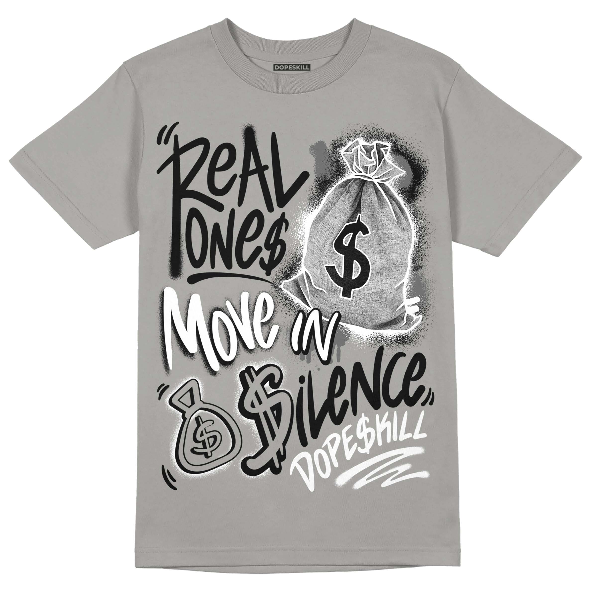 Grey Collection DopeSkill Grey T-shirt Real Ones Move In Silence Graphic