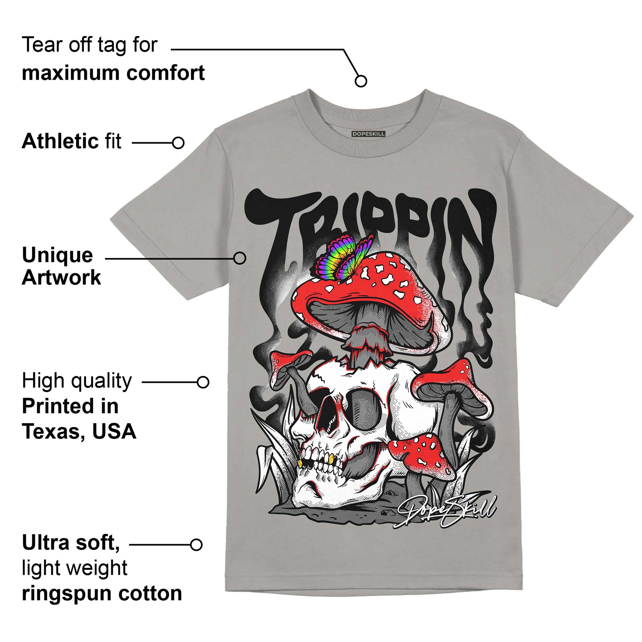 Grey Collection DopeSkill Grey T-shirt Trippin Graphic - Image 2