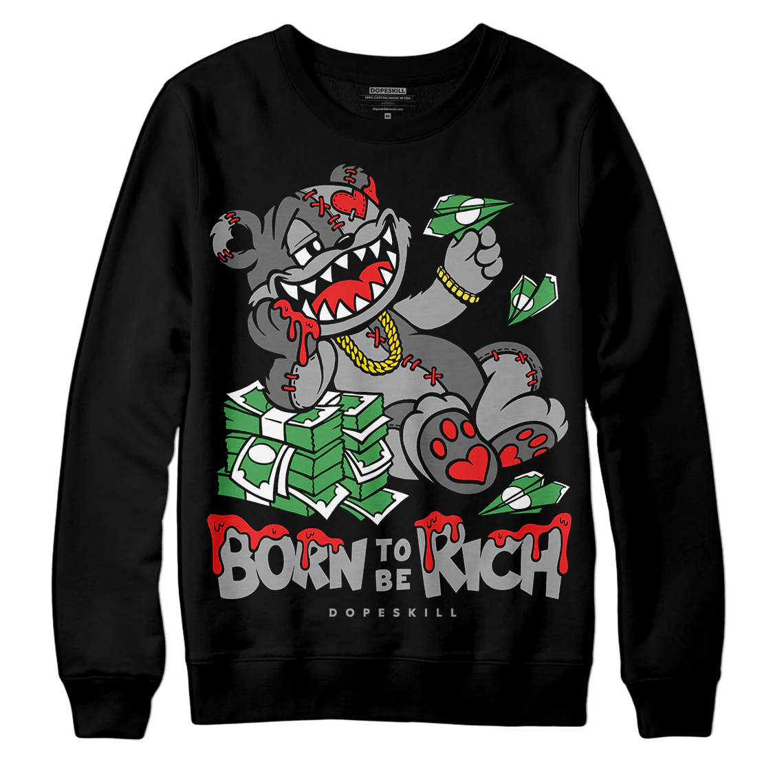 Grey Collection DopeSkill Sweatshirt Born To Be Rich Graphic - Image 2