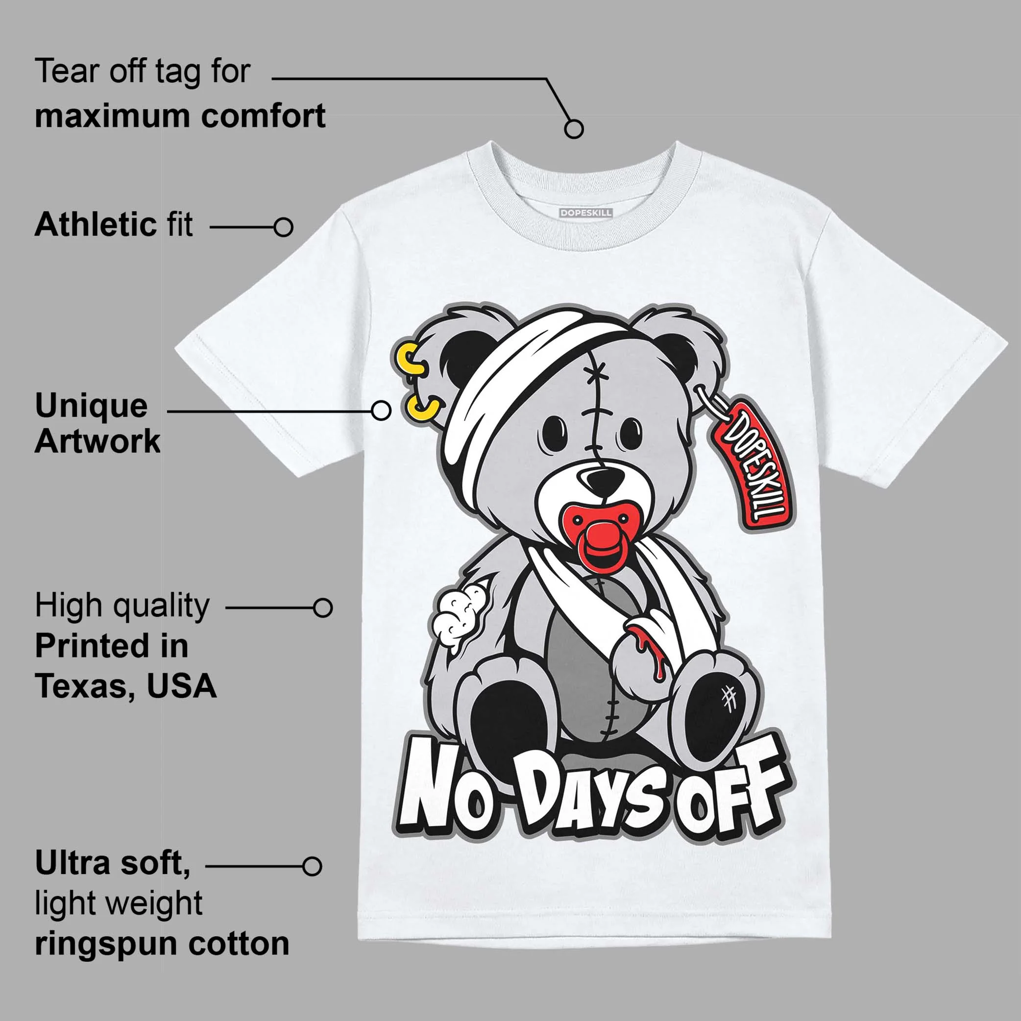 Grey Collection DopeSkill T-Shirt Hurt Bear Graphic - Image 3