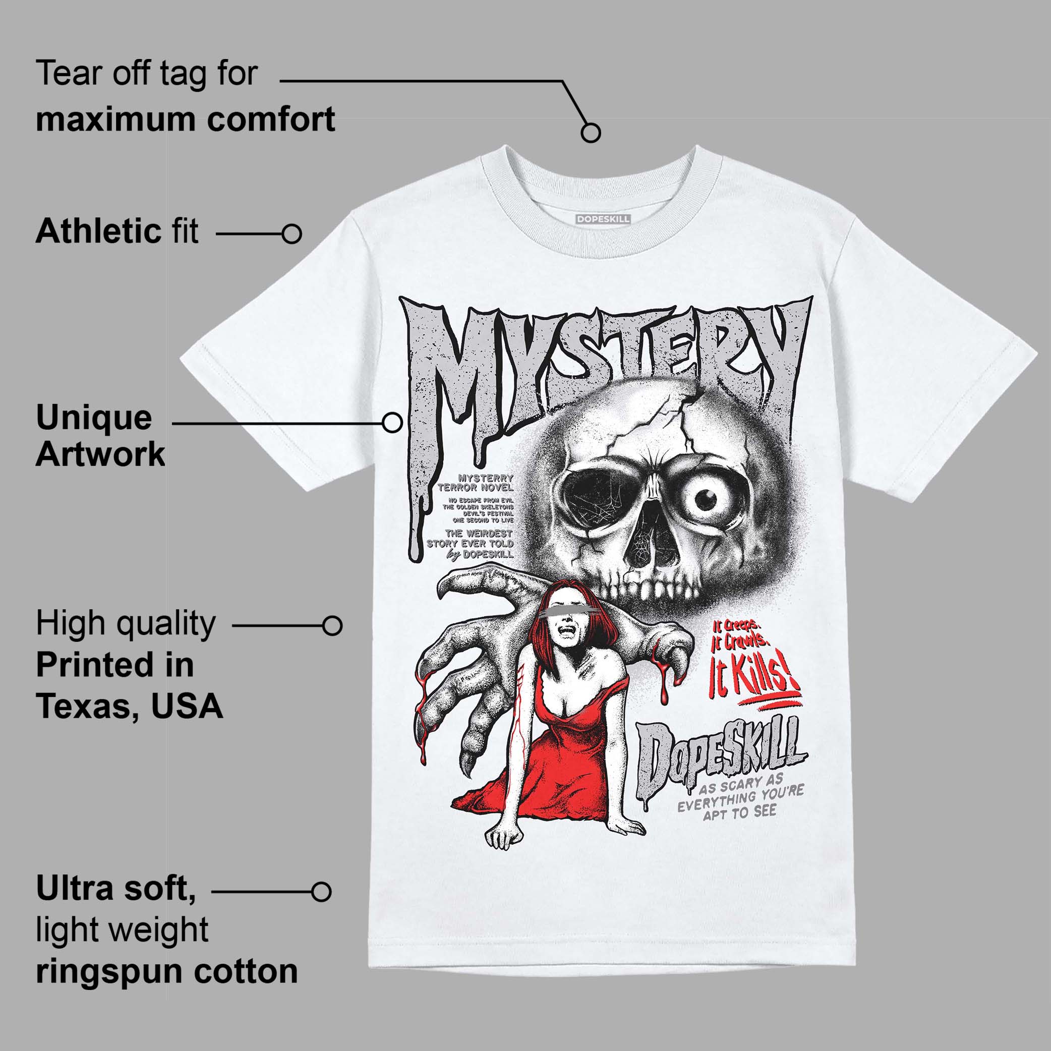 Grey Collection DopeSkill T-Shirt Mystery Ghostly Grasp Graphic - Image 3