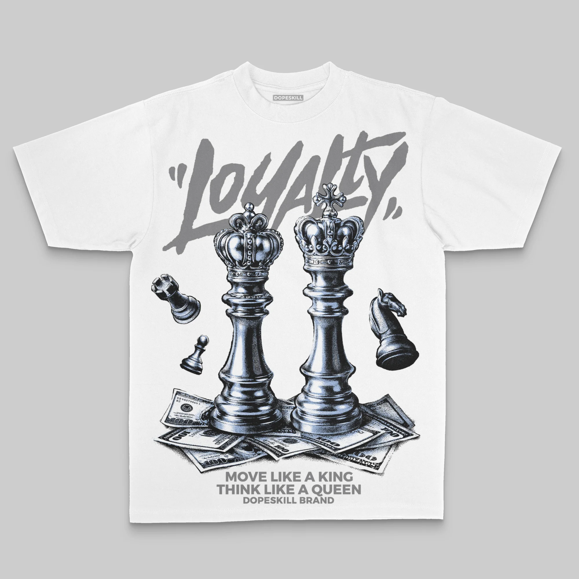 Grey Oversize Print 'Loyalty' DopeSkill Graphic T-shirt