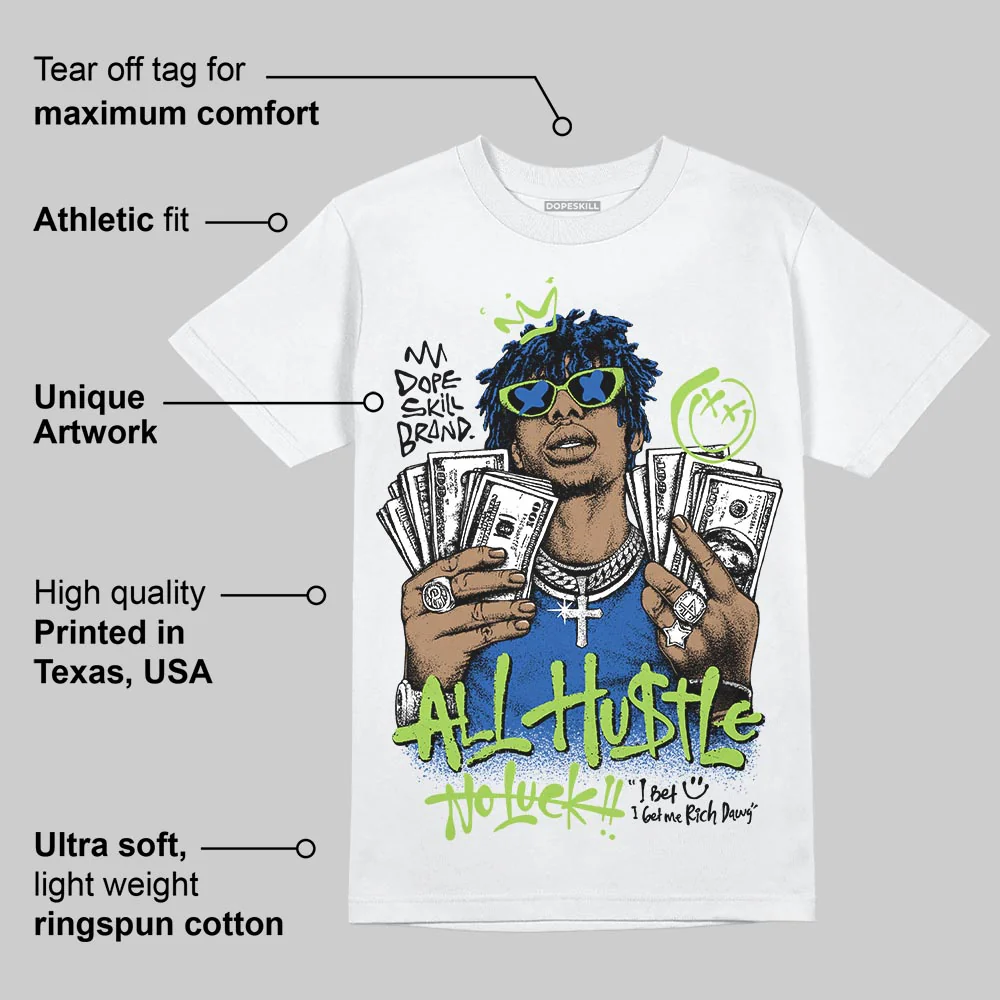 Griffey Max 1 'Varsity Royal' DopeSkill T-Shirt All Hustle No Luck Graphic - Image 4