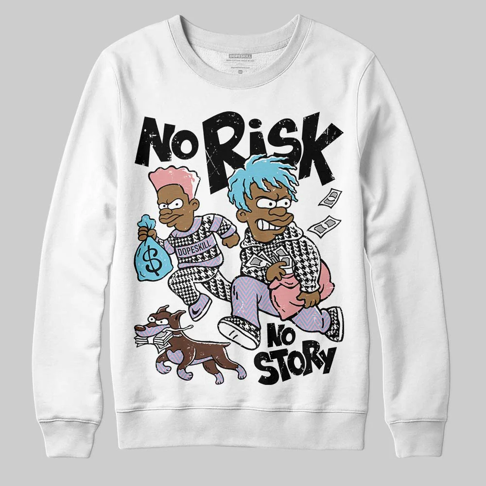 Harris Tweed x Denim Turquoise Dunk DopeSkill Sweatshirt No Risk No Story Graphic - Image 2