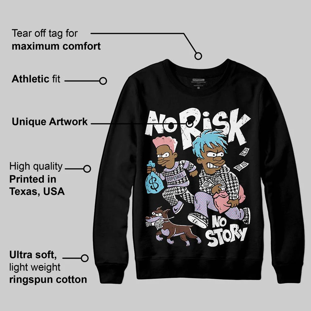 Harris Tweed x Denim Turquoise Dunk DopeSkill Sweatshirt No Risk No Story Graphic - Image 3