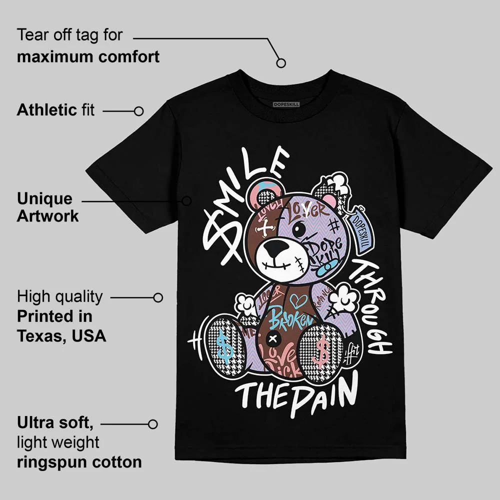 Harris Tweed x Denim Turquoise Dunk DopeSkill T-Shirt Smile Through The Pain Graphic - Image 3