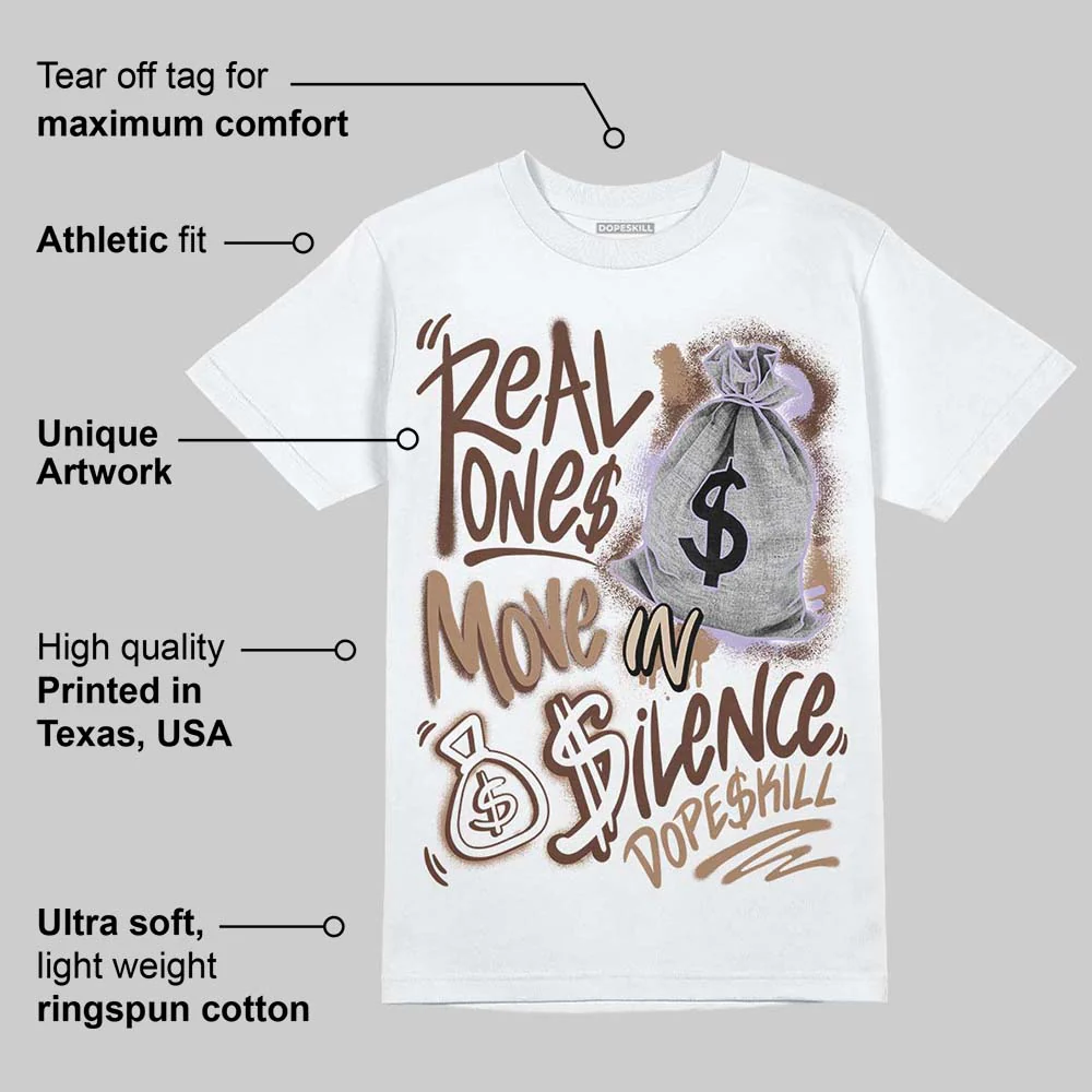 Harris Tweed x Sesame/Violet Mist Dunk DopeSkill T-Shirt Real Ones Move In Silence Graphic - Image 3