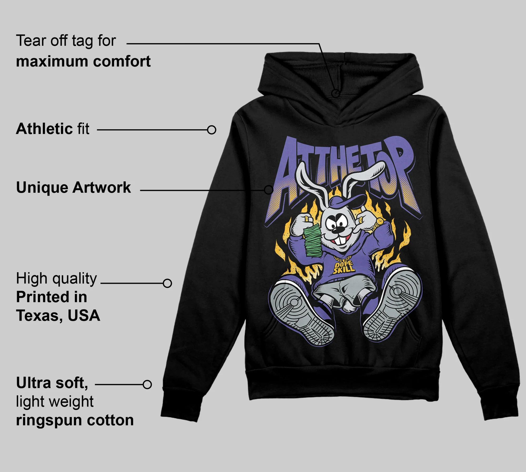 Lakers 4s DopeSkill Hoodie Sweatshirt At The Top Graphic - Image 3