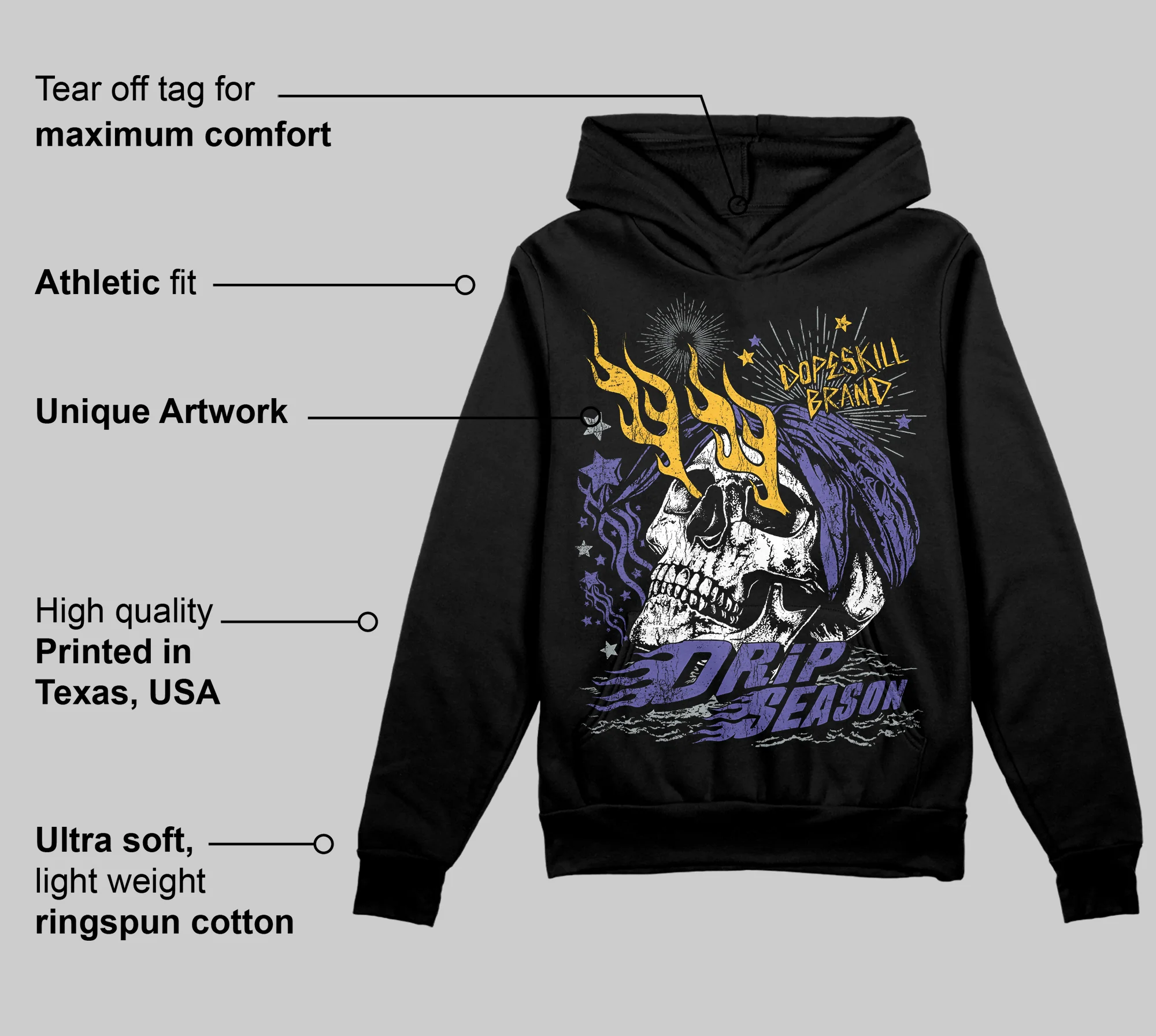 Lakers 4s DopeSkill Hoodie Sweatshirt Drip Season Graphic - Image 3