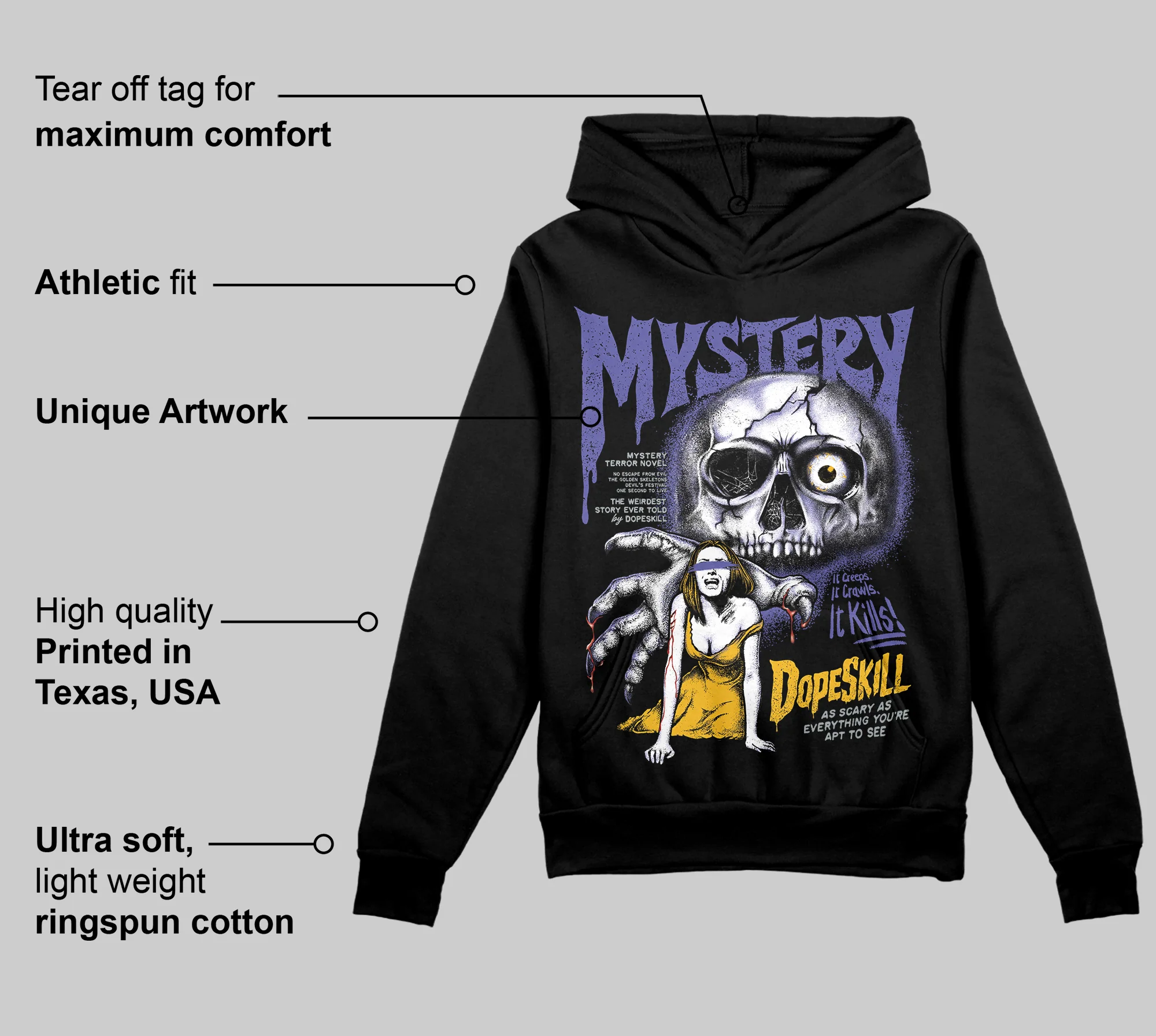 Lakers 4s DopeSkill Hoodie Sweatshirt Mystery Ghostly Grasp Graphic - Image 3
