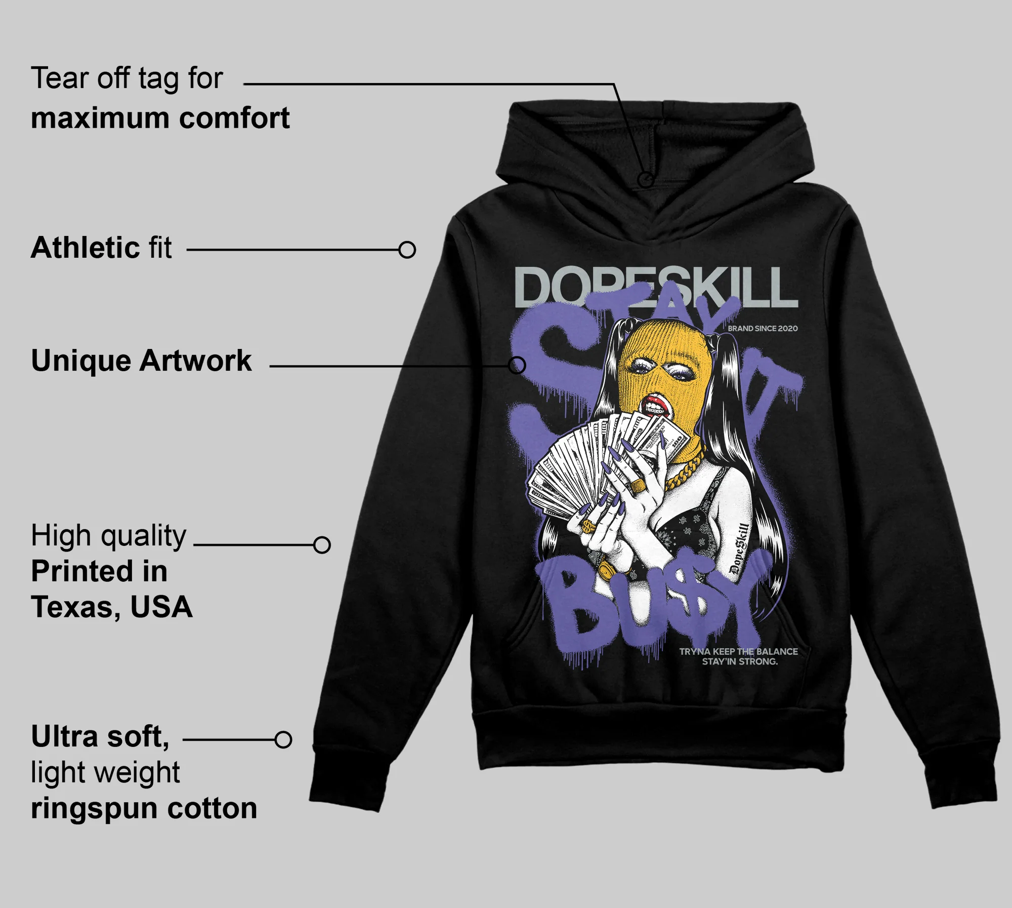 Lakers 4s DopeSkill Hoodie Sweatshirt Stay It Busy Graphic - Image 3