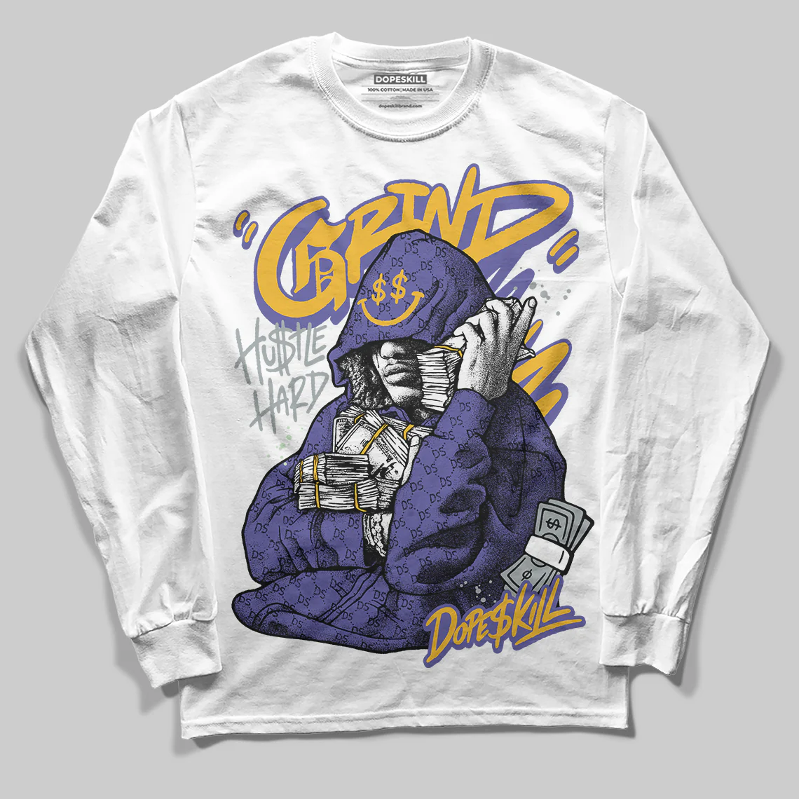 Lakers 4s DopeSkill Long Sleeve T-Shirt Grind Pray Graphic - Image 2