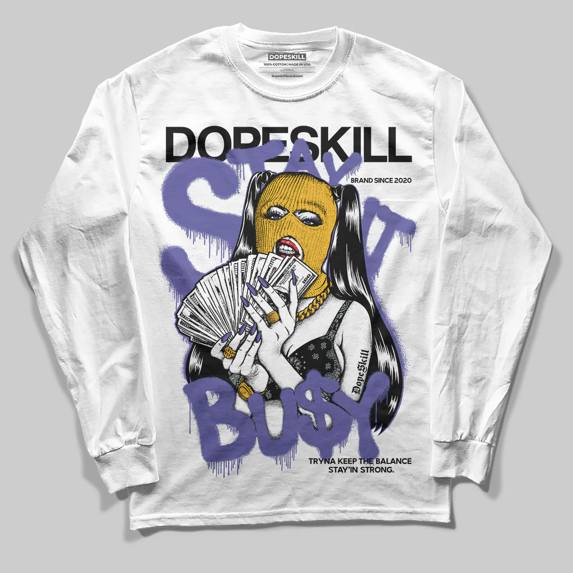 Lakers 4s DopeSkill Long Sleeve T-Shirt Stay It Busy Graphic - Image 2