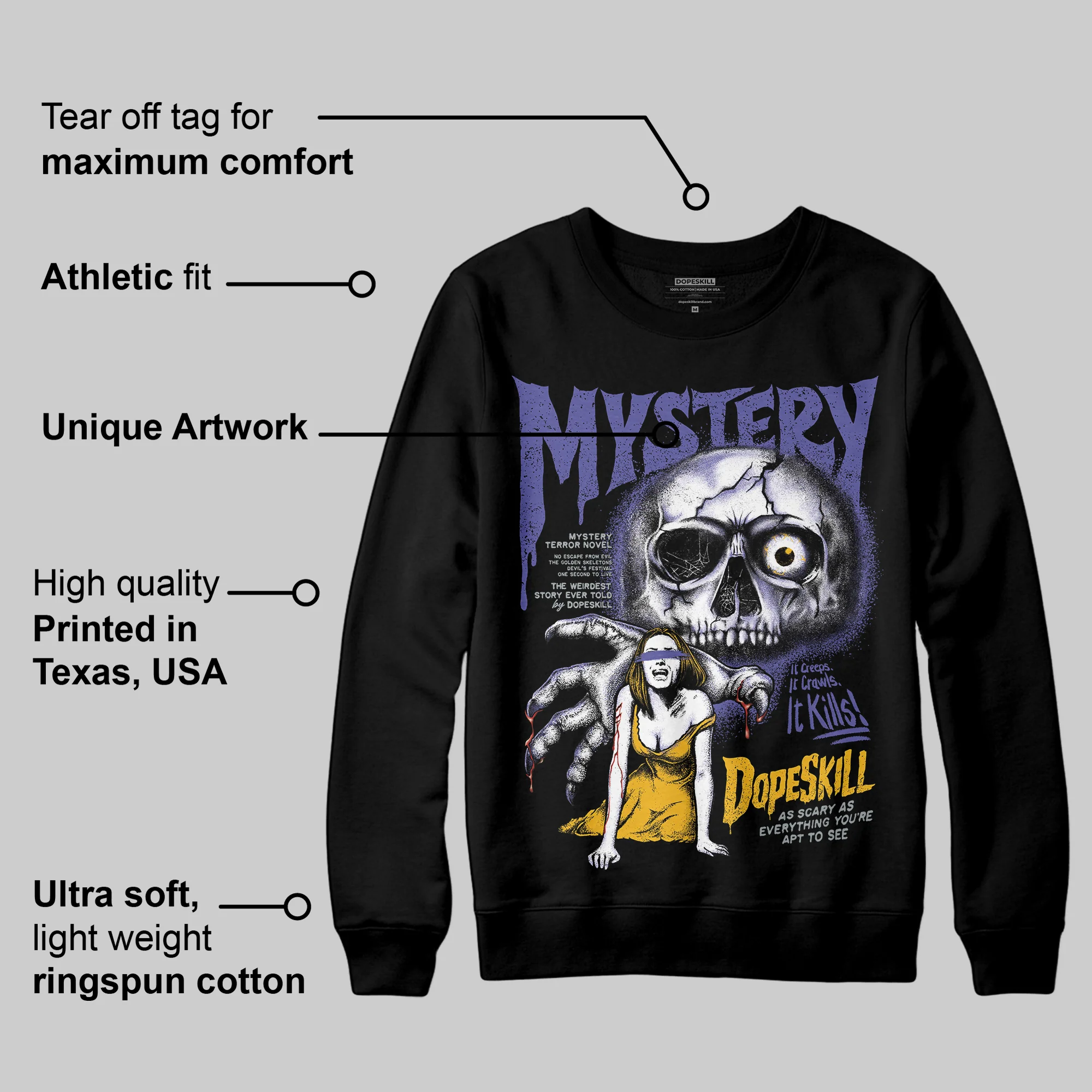 Lakers 4s DopeSkill Sweatshirt Mystery Ghostly Grasp Graphic - Image 3