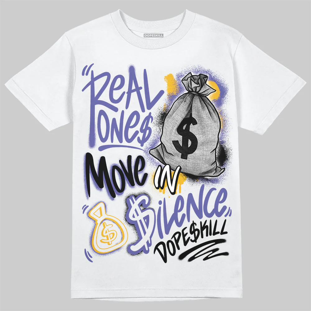 Lakers 4s DopeSkill T-Shirt Real Ones Move In Silence Graphic - Image 2