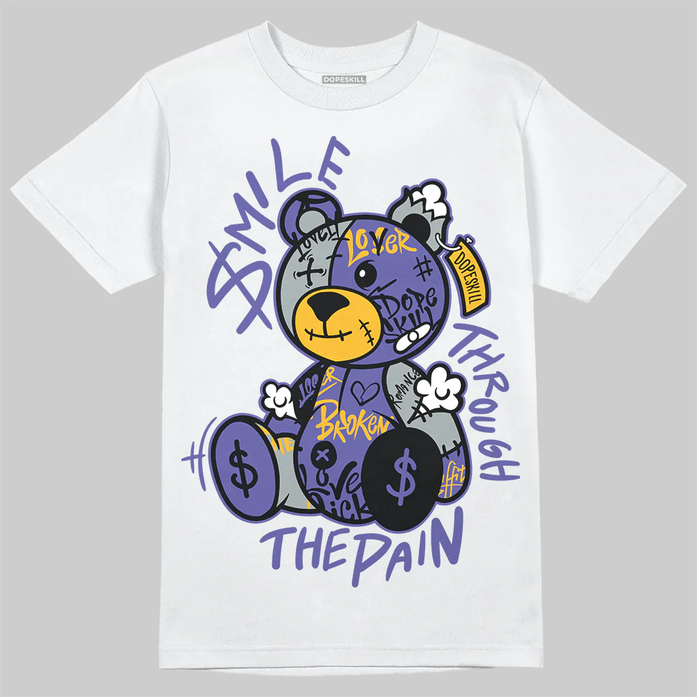 Lakers 4s DopeSkill T-Shirt Smile Through The Pain Graphic - Image 2
