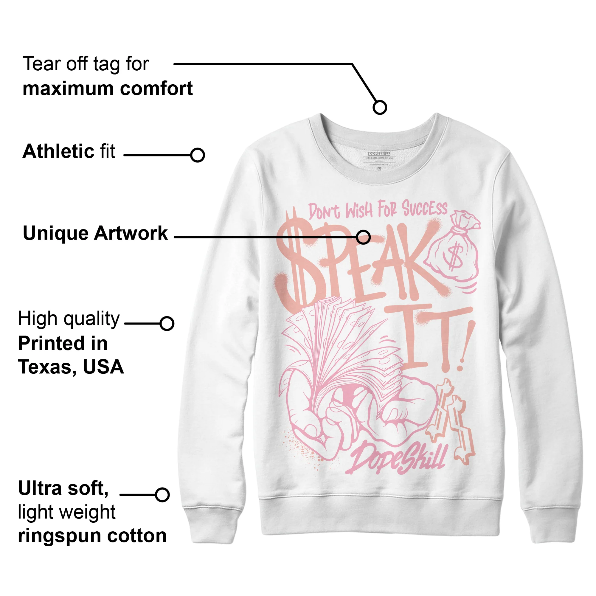 Legend Pink 11s DopeSkill Sweatshirt Speak It Graphic - Image 3