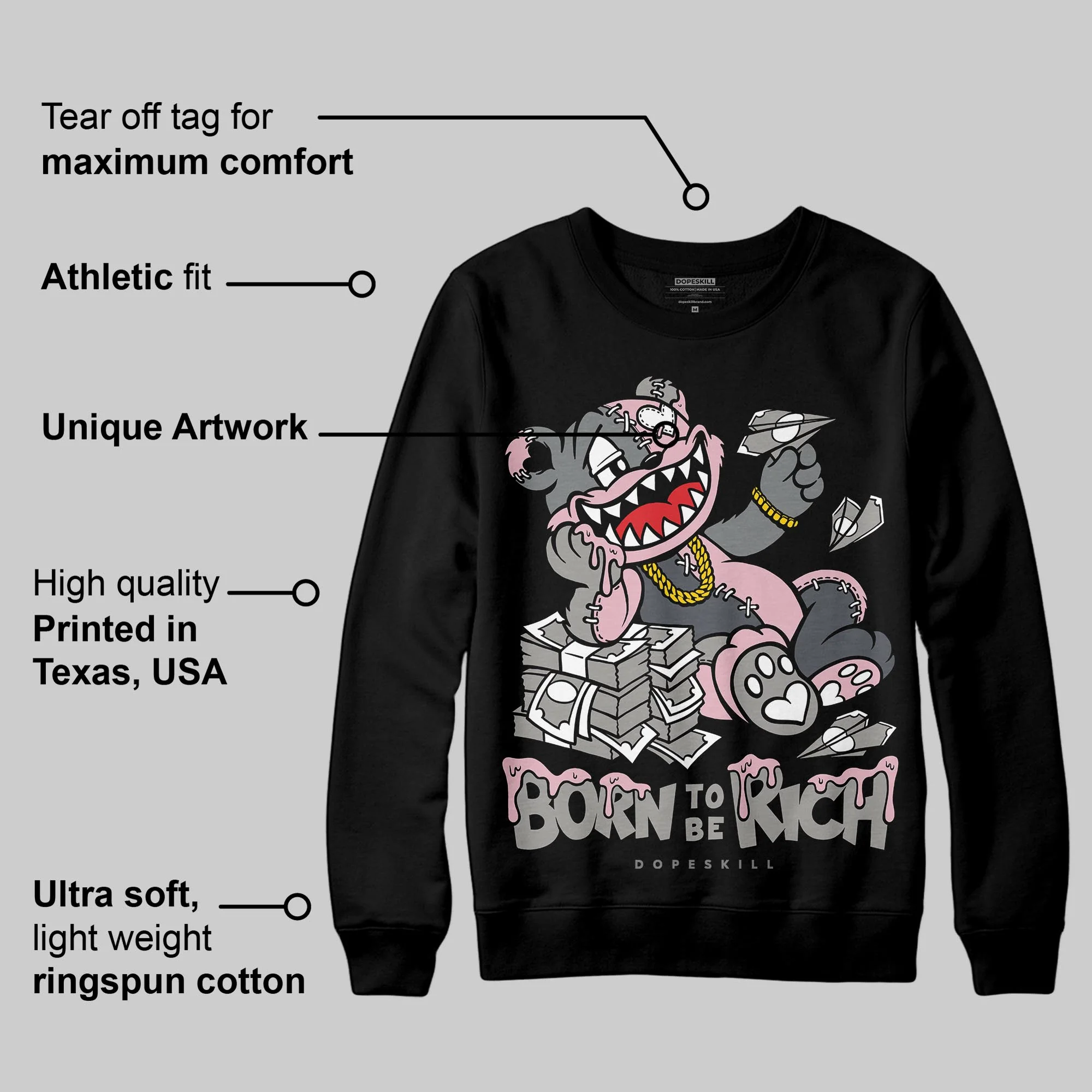 Max 95 OG “Pink Foam” DopeSkill Sweatshirt Born To Be Rich Graphic - Image 3