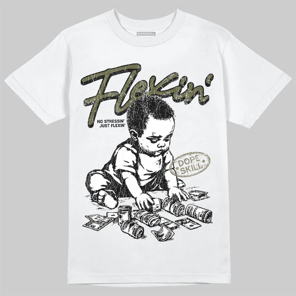 Medium Olive 3s DopeSkill T-Shirt Flexin' Graphic - Image 2