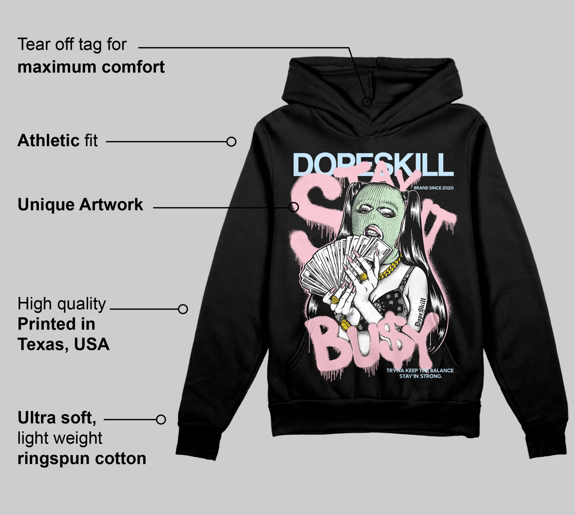Medium Soft Pink 4s DopeSkill Hoodie Sweatshirt Stay It Busy Graphic - Image 3
