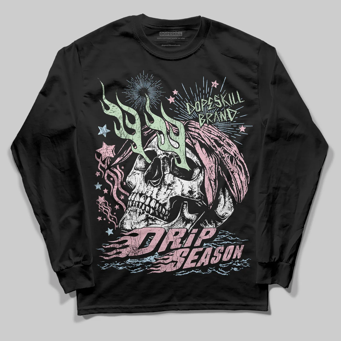 Medium Soft Pink 4s DopeSkill Long Sleeve T-Shirt Drip Season Graphic