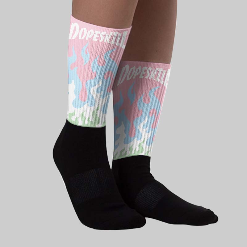 Medium Soft Pink 4s DopeSkill Sublimated Sock FIRE Graphic - Image 2