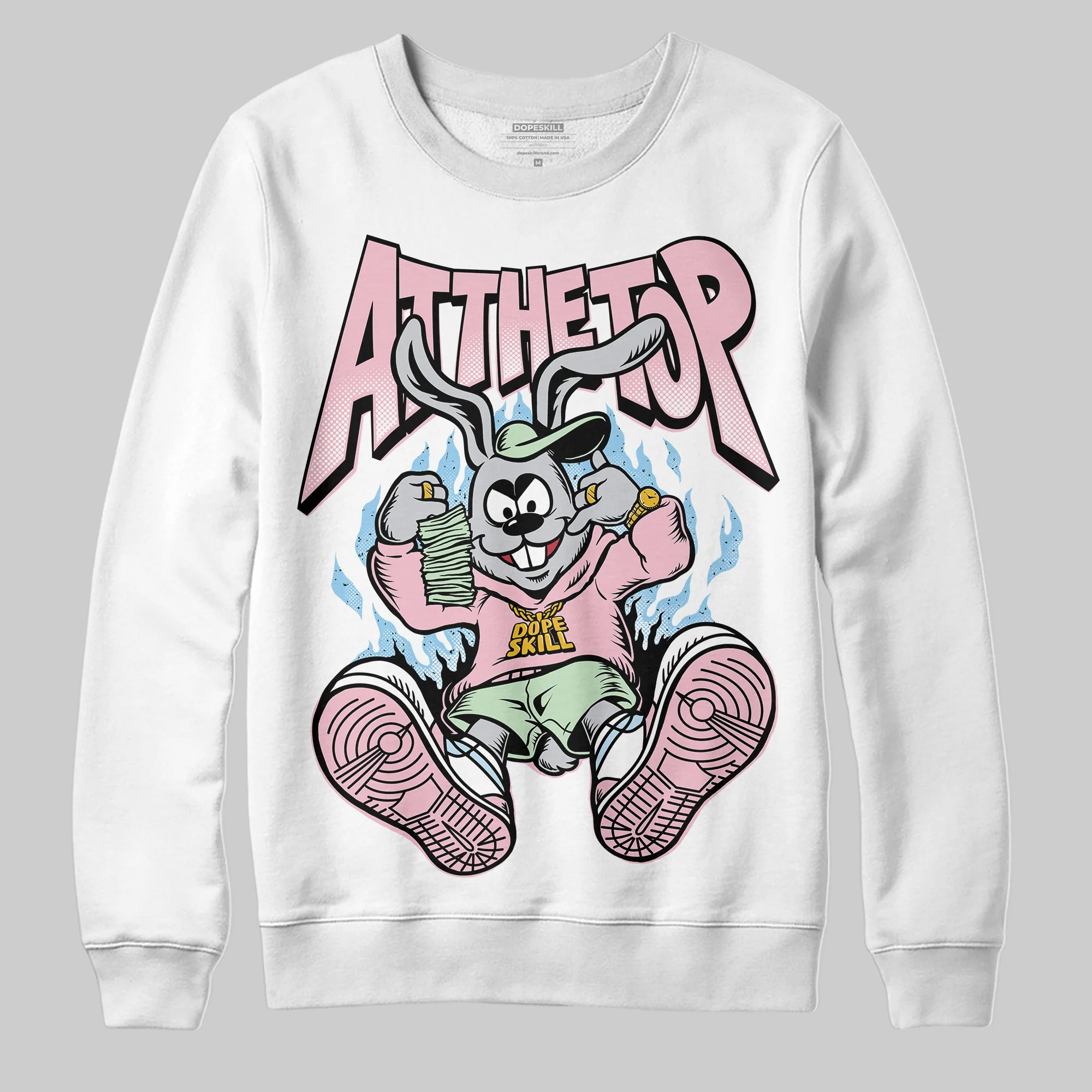 Medium Soft Pink 4s DopeSkill Sweatshirt At The Top Graphic - Image 2