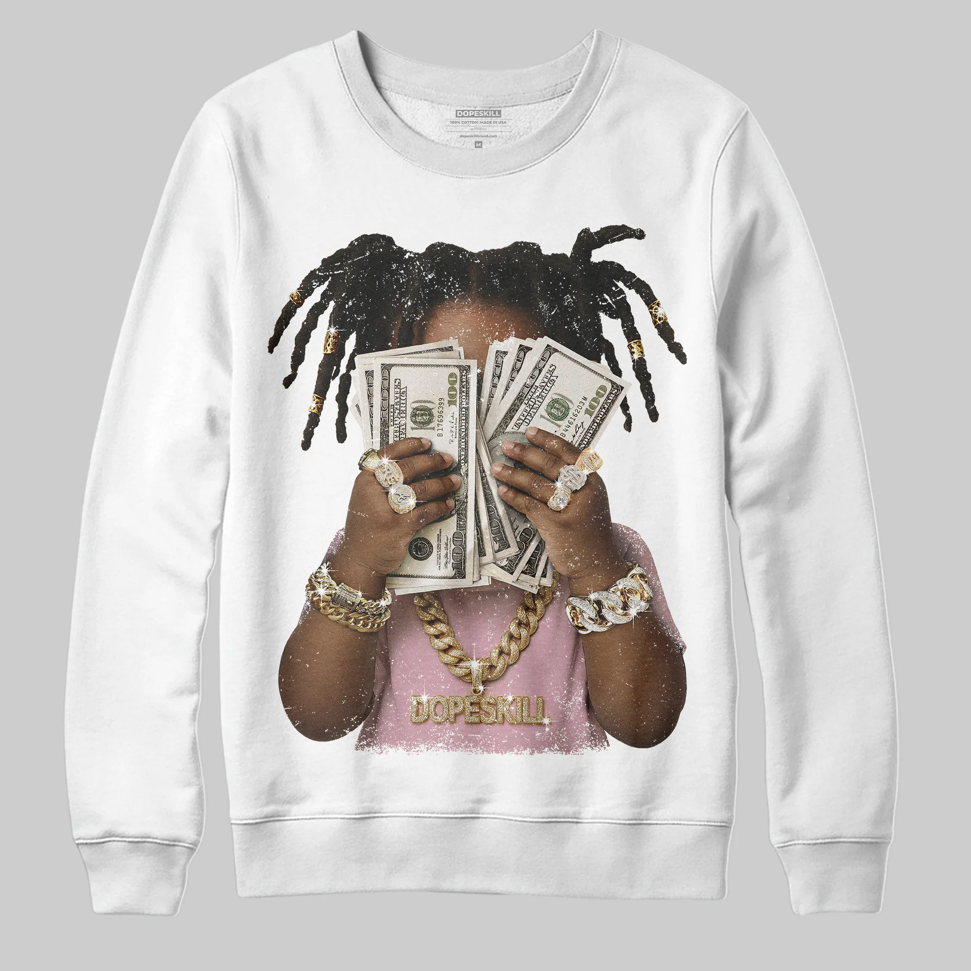 Medium Soft Pink 4s DopeSkill Sweatshirt Rich Youth Graphic - Image 2