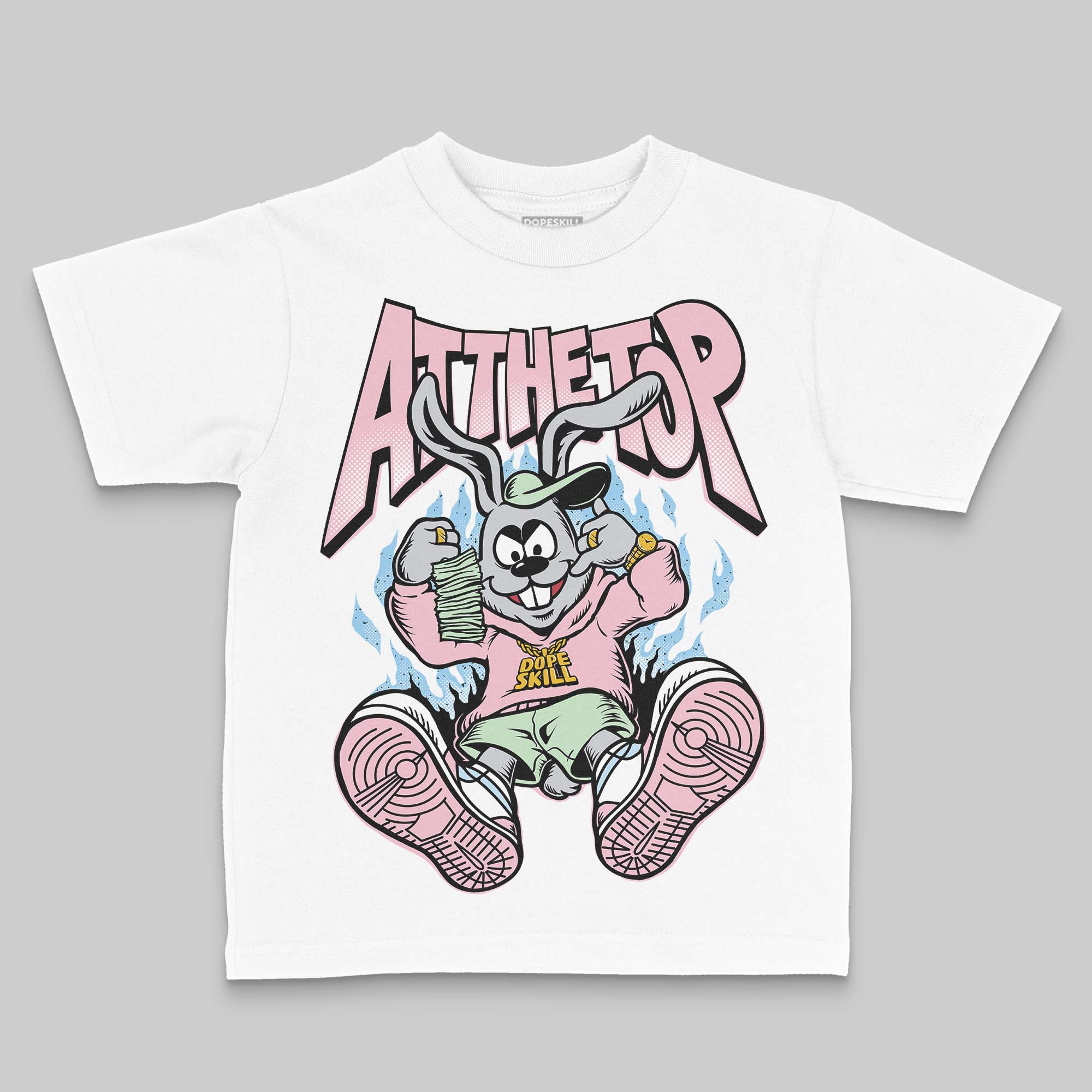 Medium Soft Pink 4s DopeSkill Toddler Kids T-shirt At The Top Graphic - Image 2