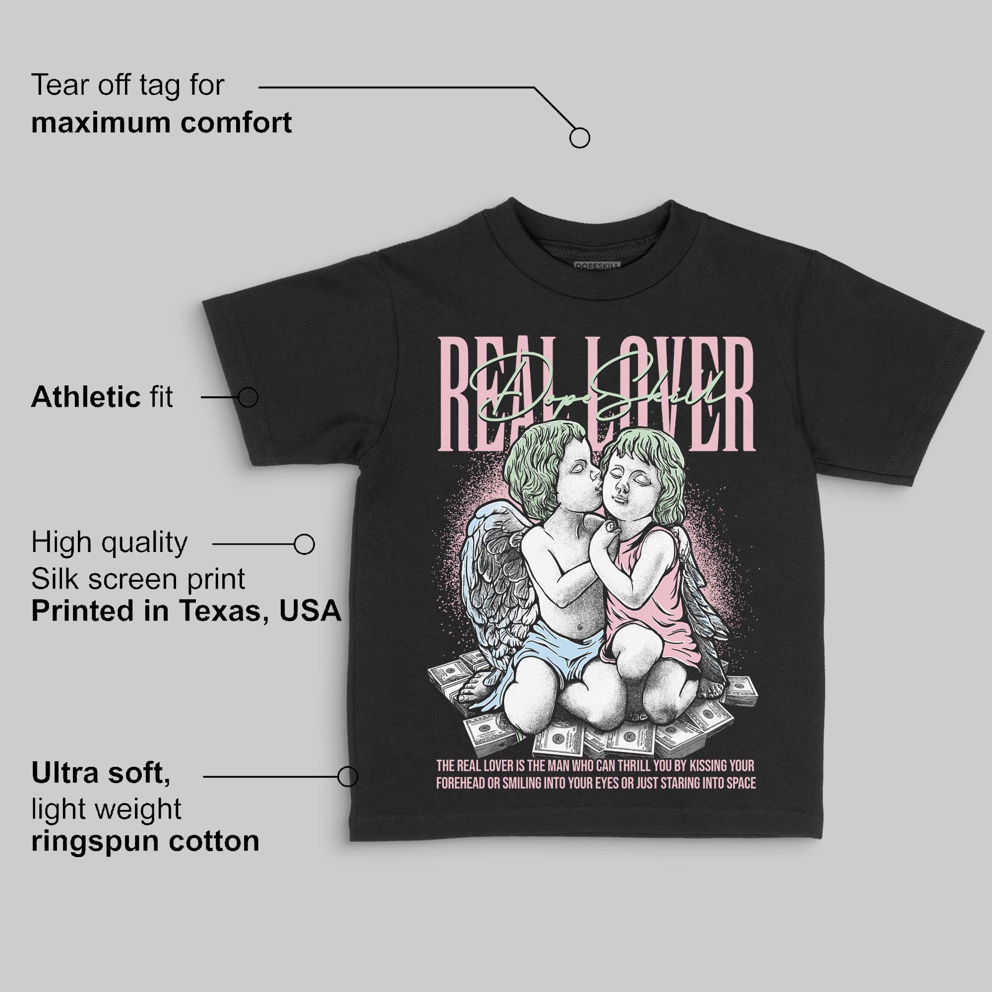 Medium Soft Pink 4s DopeSkill Toddler Kids T-shirt Real Lover Graphic - Image 3
