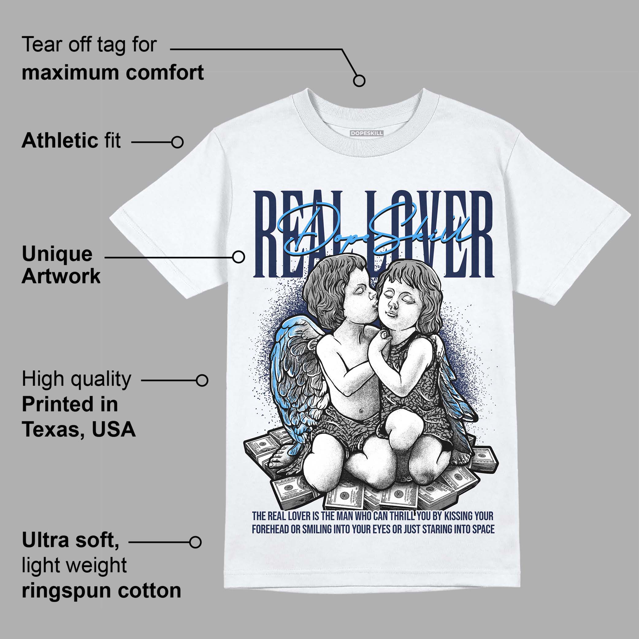 Midnight Navy 3s DopeSkill T-Shirt Real Lover Graphic - Image 3