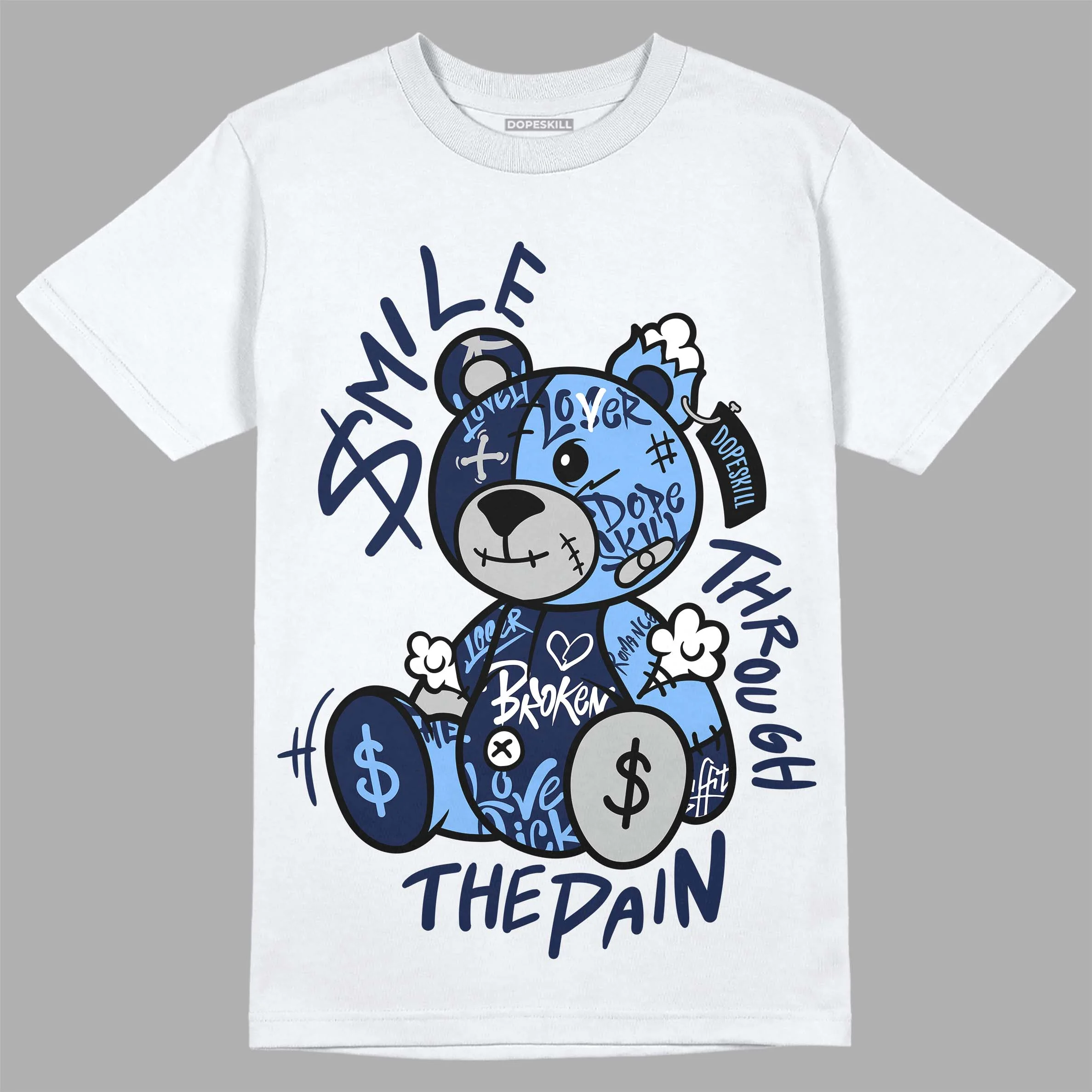 Midnight Navy 5s DopeSkill T-Shirt Smile Through The Pain Graphic