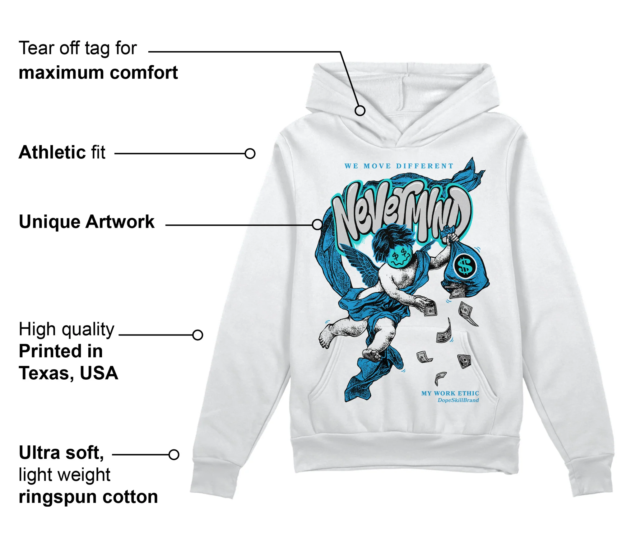 Military Blue 4s DopeSkill Hoodie Sweatshirt Nevermind Graphic - Image 3