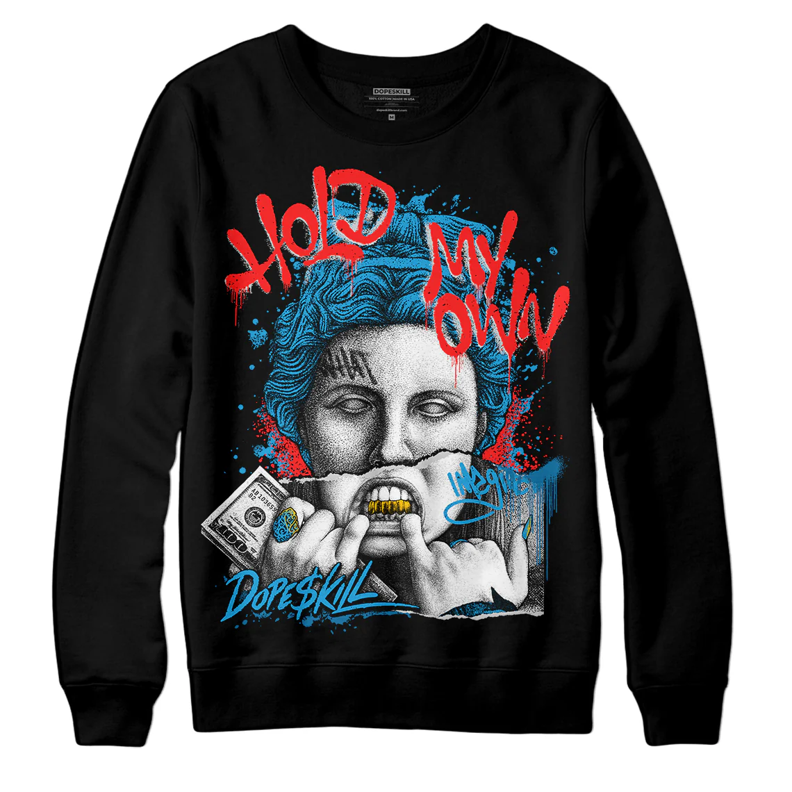 Military Blue 4s DopeSkill Sweatshirt Hold My Own Graphic - Image 2