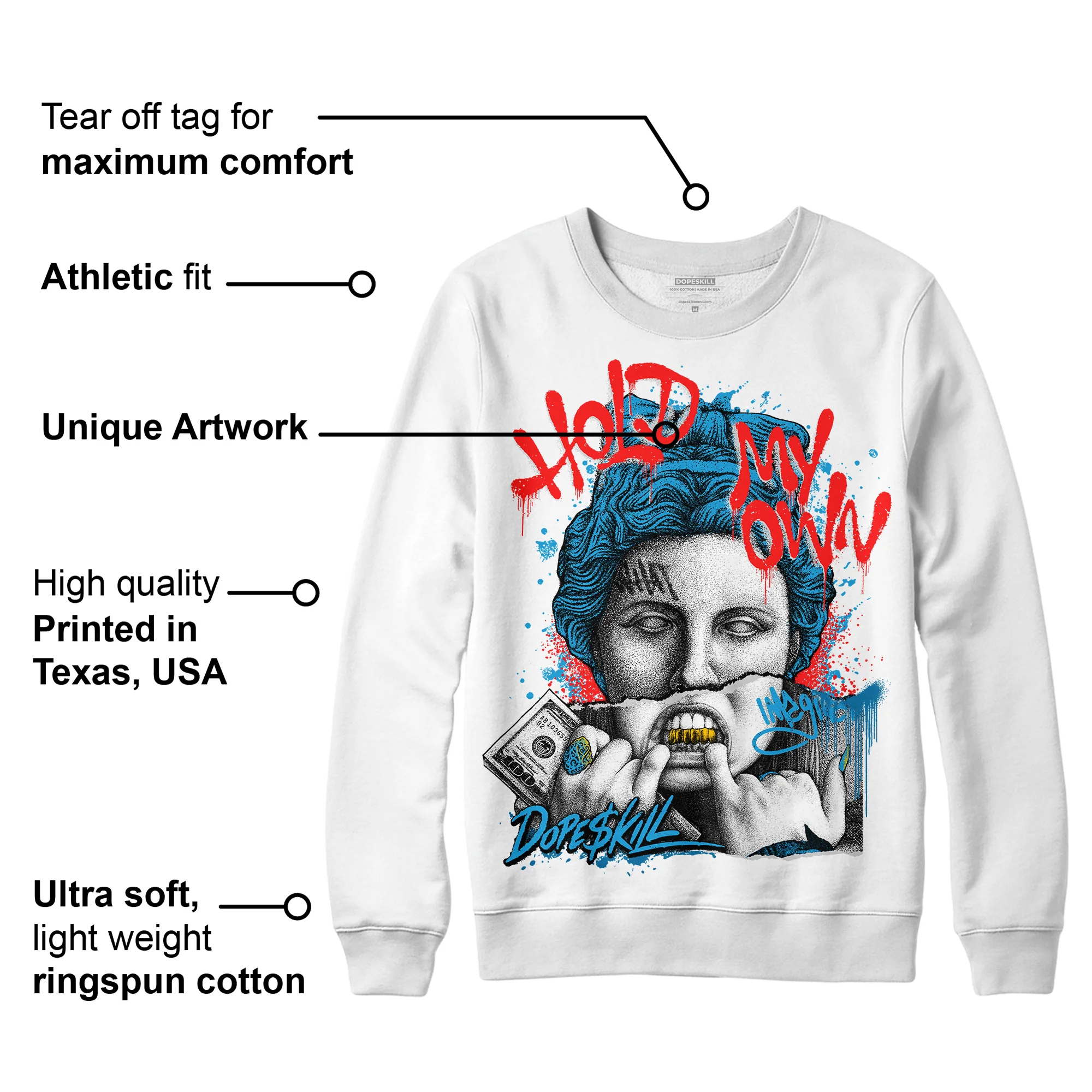Military Blue 4s DopeSkill Sweatshirt Hold My Own Graphic - Image 3