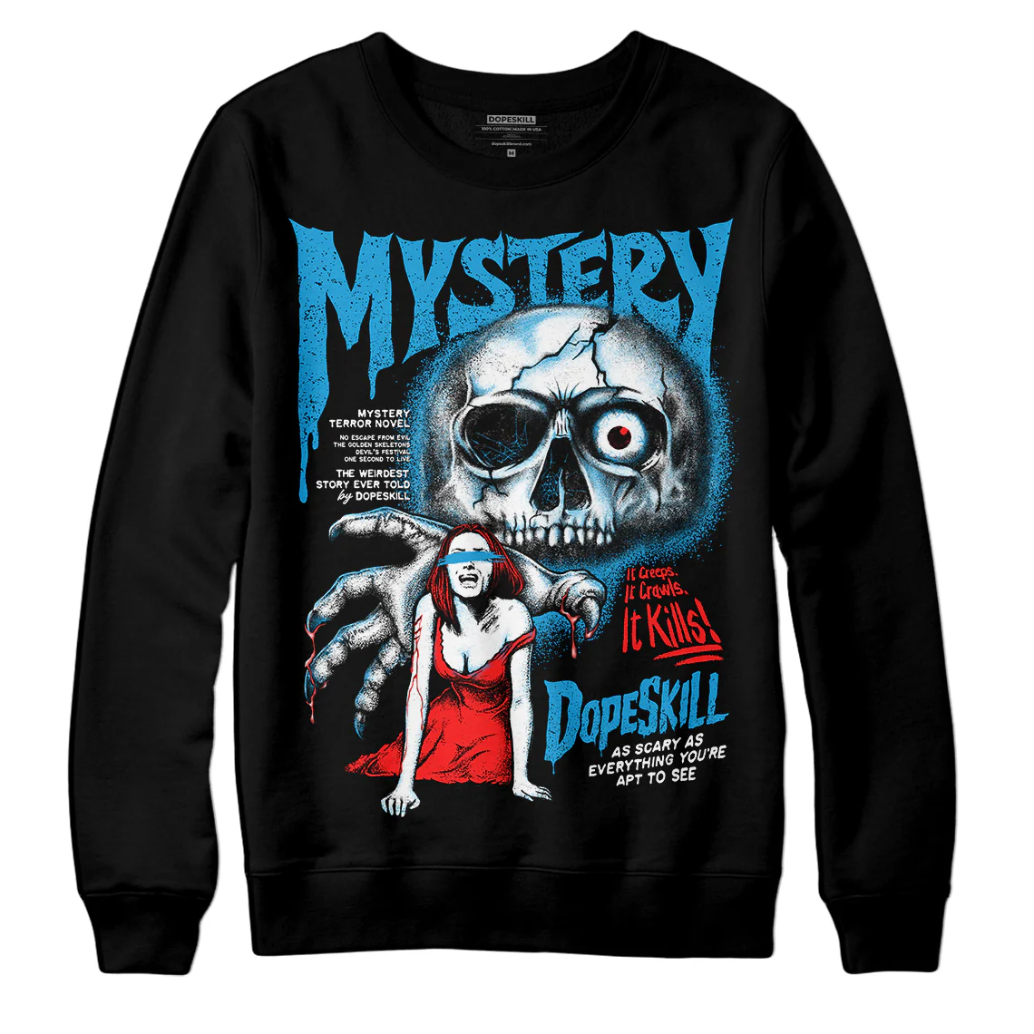 Military Blue 4s DopeSkill Sweatshirt Mystery Ghostly Grasp Graphic - Image 2