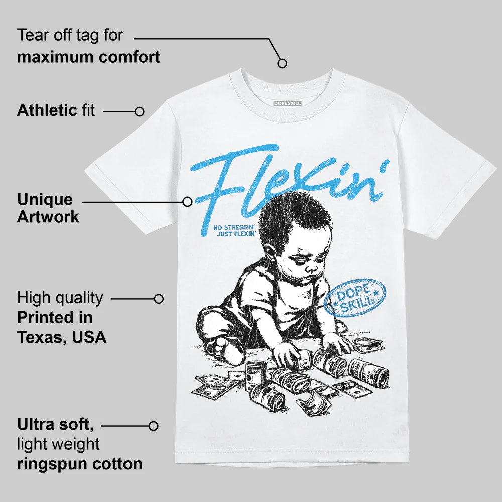Military Blue 4s DopeSkill T-Shirt Flexin' Graphic - Image 3