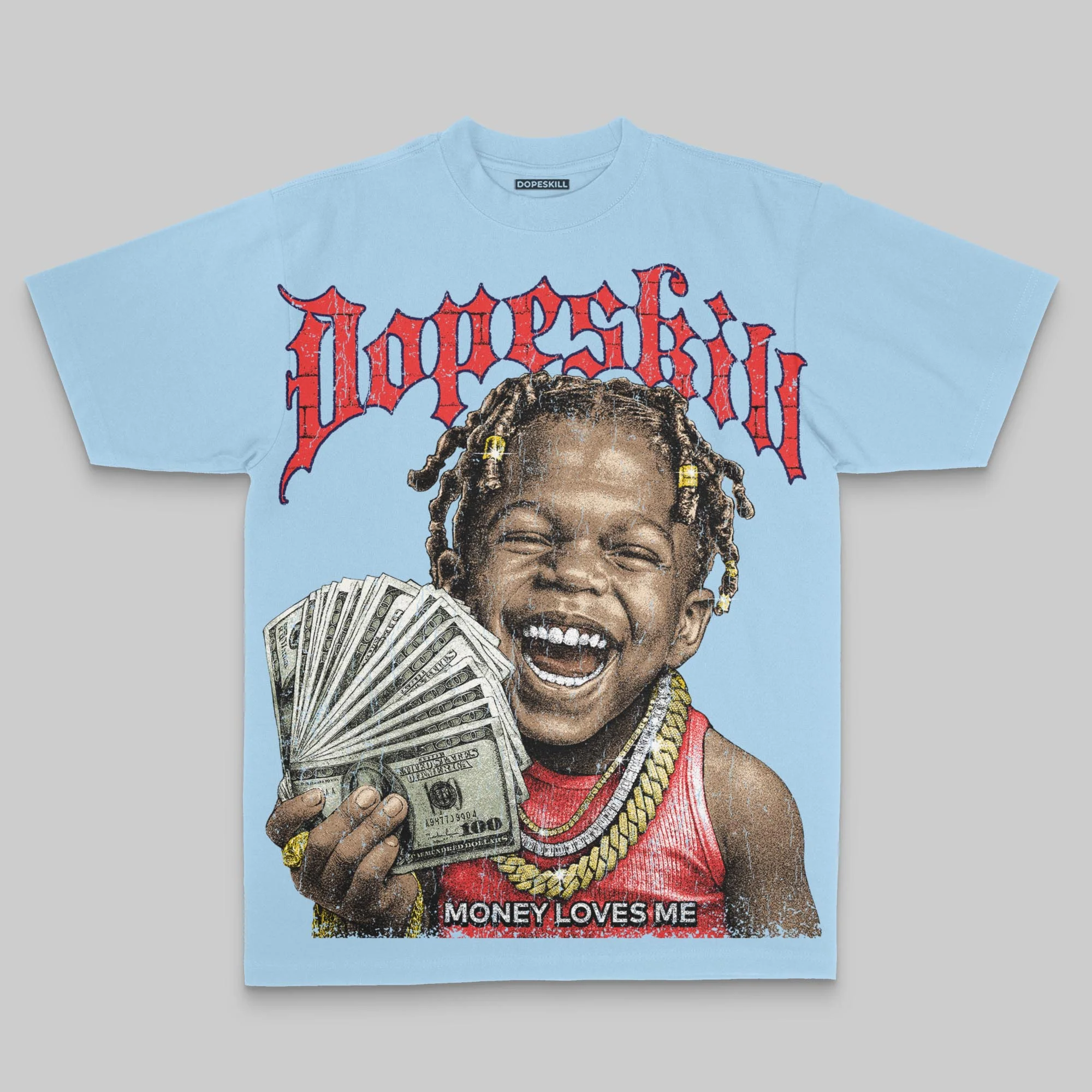 Money Loves Me Oversize Print DopeSkill T-shirt - Image 3