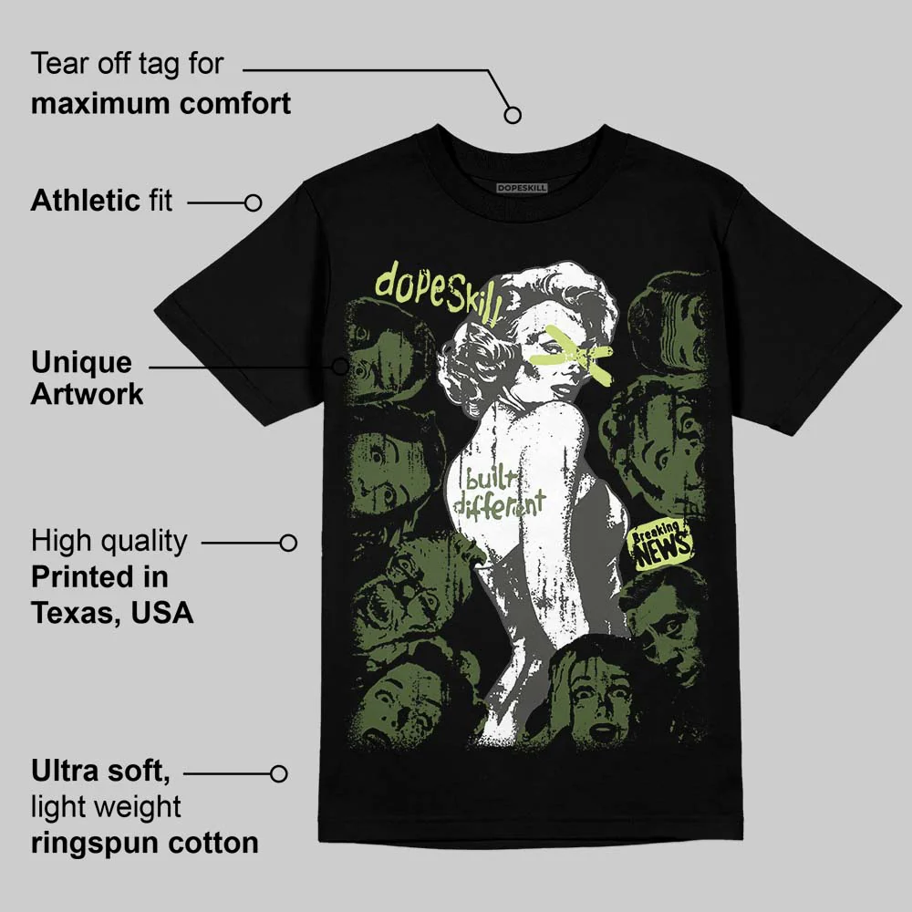 NB 1890 “Faded Black/Utility Green” DopeSkill T-Shirt Built Different Graphic - Image 3