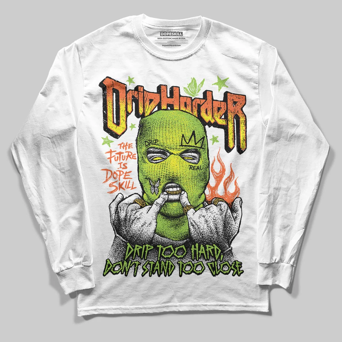 Neon Green Collection DopeSkill Long Sleeve T-Shirt Drip Harder Graphic - Image 2