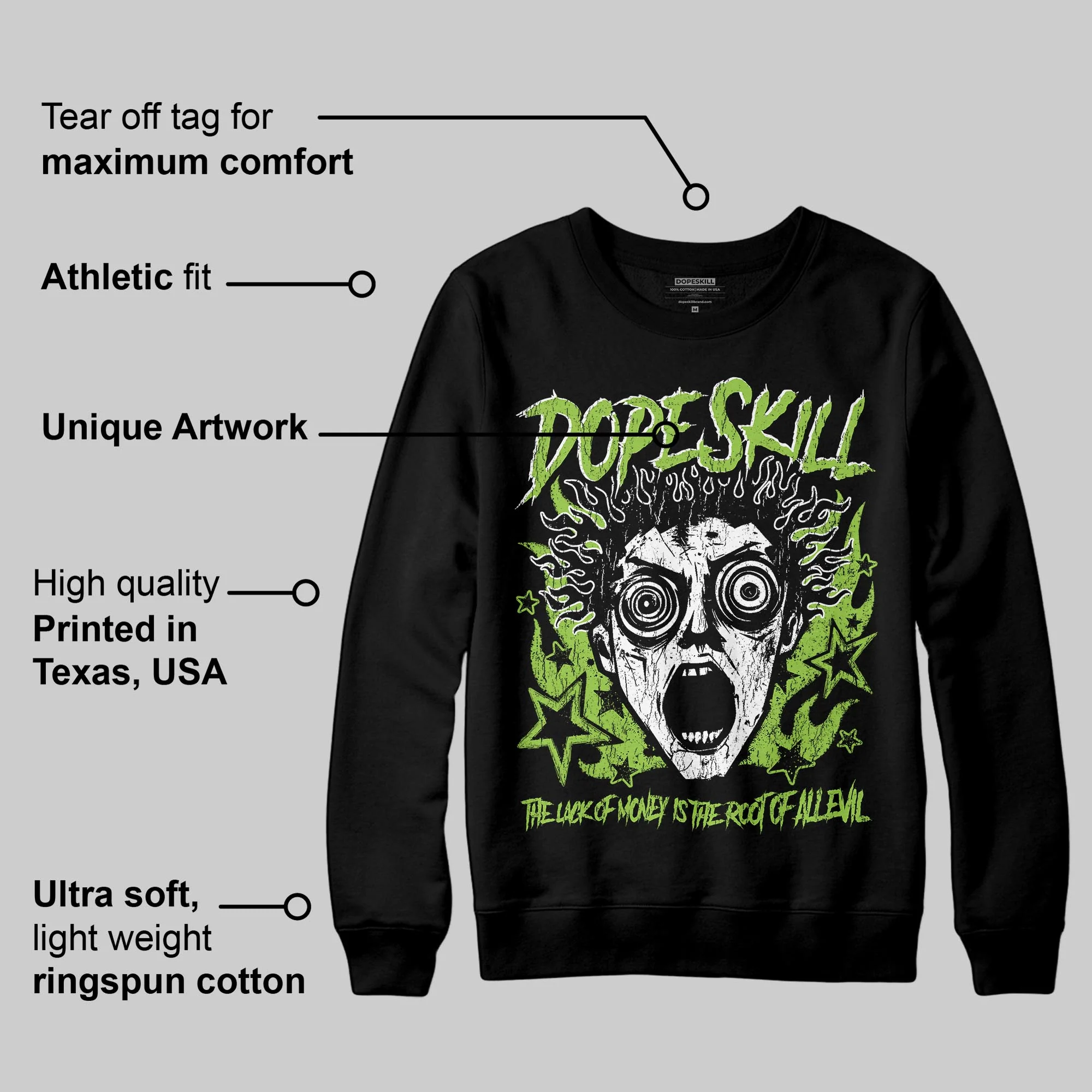 Neon Green Collection DopeSkill Sweatshirt Root of Evil Graphic - Image 3