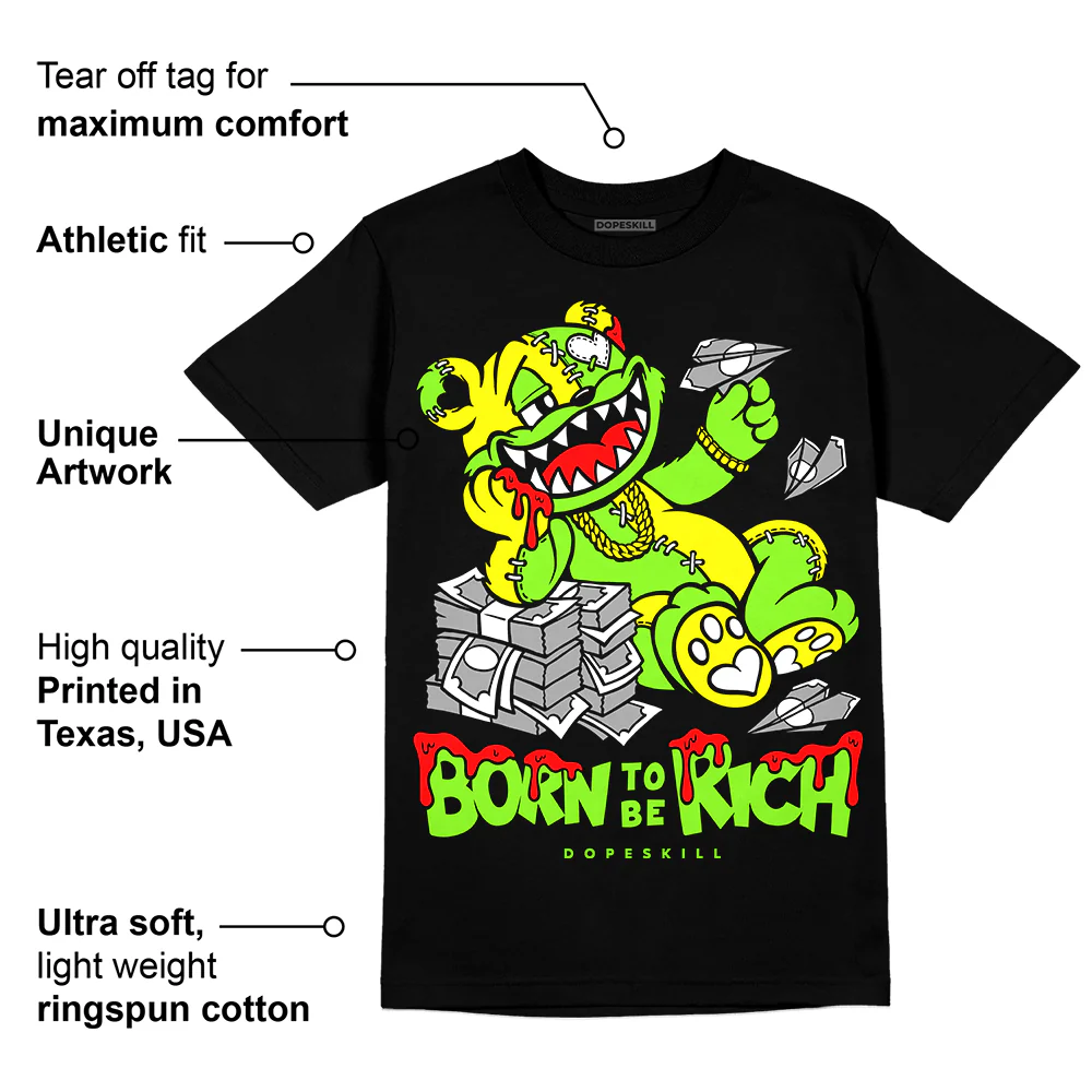 Neon Green Collection DopeSkill T-Shirt Born To Be Rich Graphic - Image 3