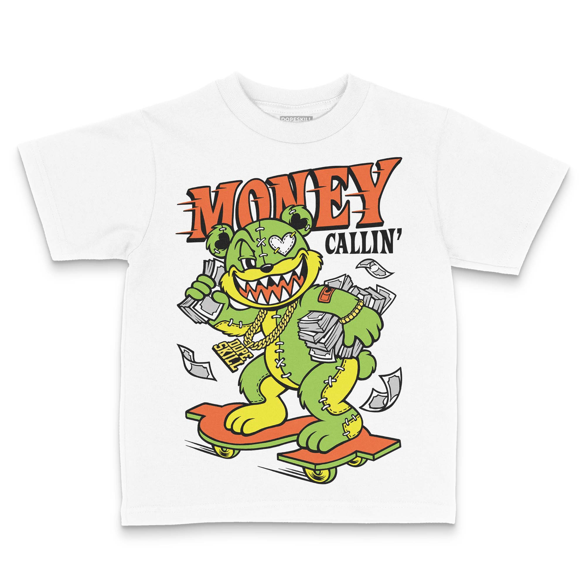 Neon Green Collection DopeSkill Toddler Kids T-shirt Money Callin' Graphic - Image 2