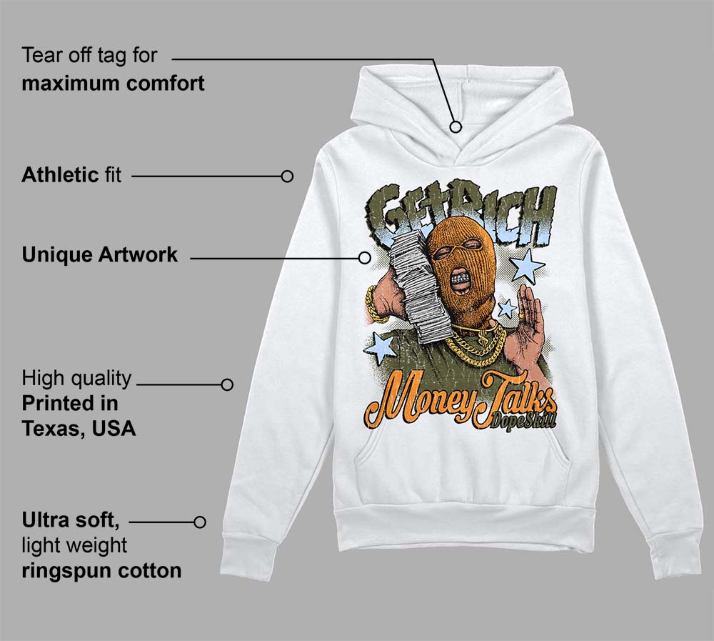 Olive 5s DopeSkill Hoodie Sweatshirt Get Rich Graphic - Image 3