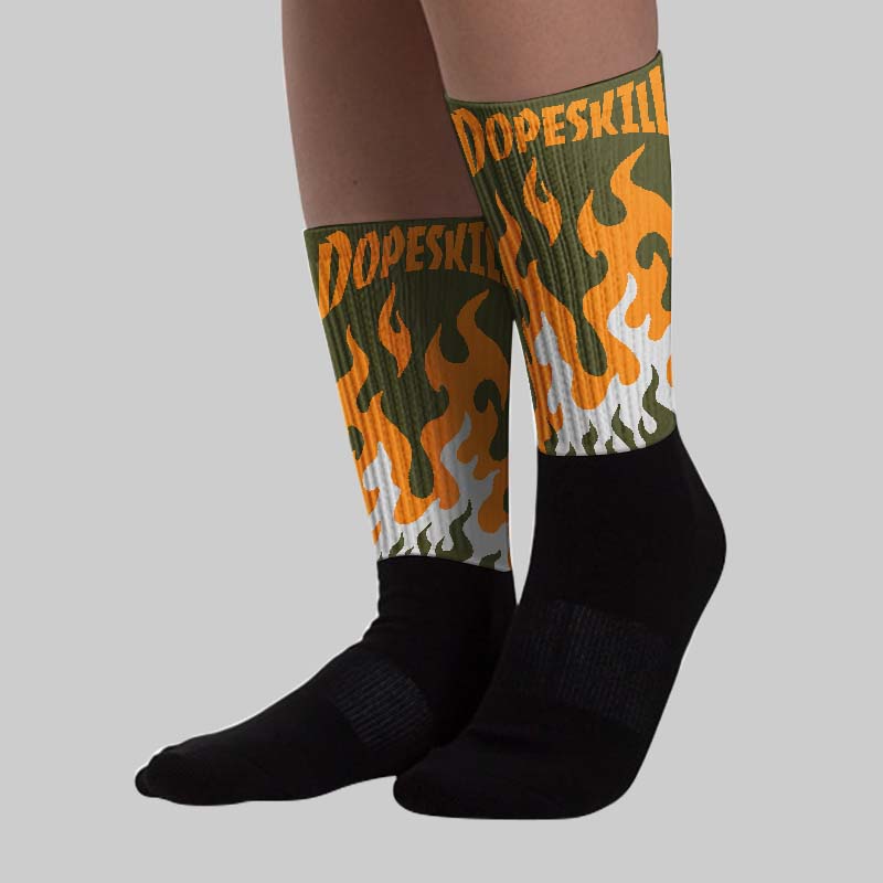 Olive 5s DopeSkill Sublimated Socks FIRE Graphic - Image 3