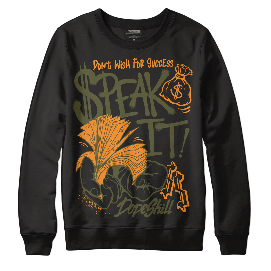 Olive 5s DopeSkill Sweatshirt Speak It Graphic - Image 2