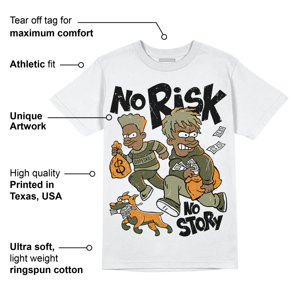 Olive 5s DopeSkill T-Shirt No Risk No Story Graphic - Image 3