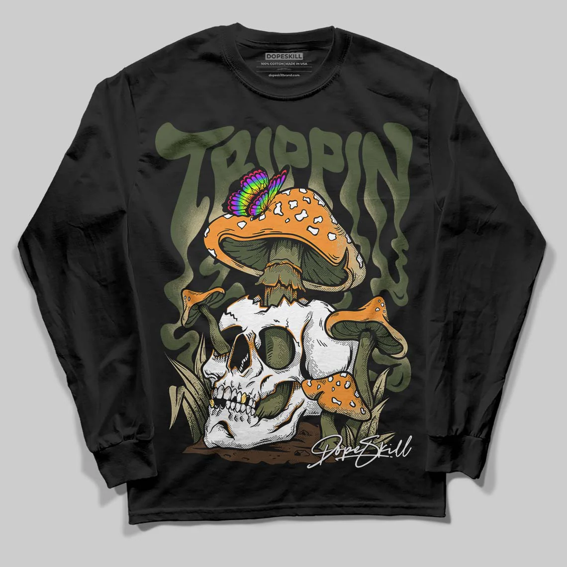 Olive Collection DopeSkill Long Sleeve T-Shirt Trippin Graphic - Image 2